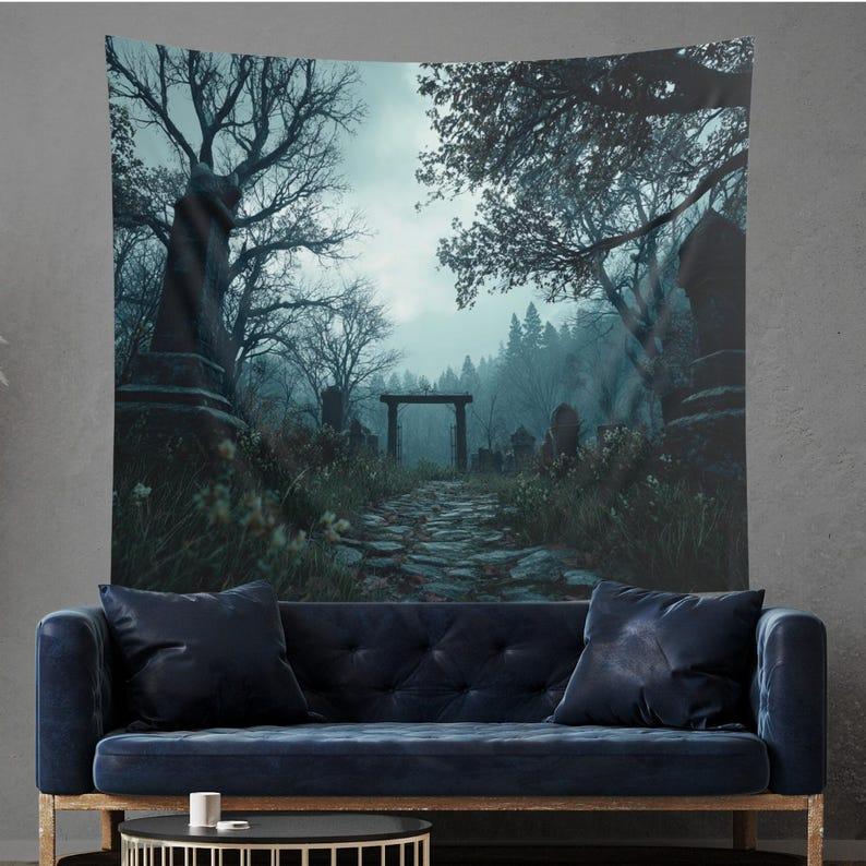 Fantasy Cemetery tapestry 75x100