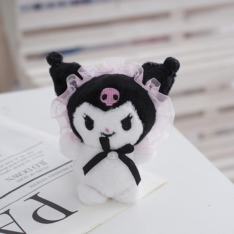 Adorable Plush Kuromi Doll Soft Stuffed Toy Cute Cat Keychain For Girls
