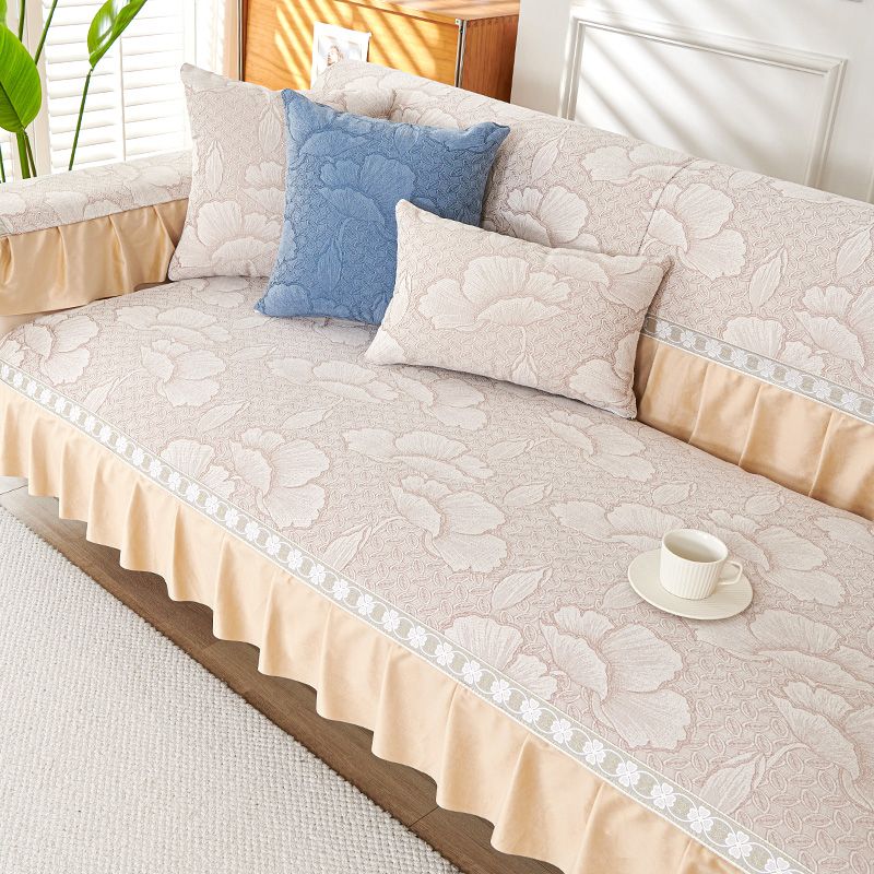 Lace Decorated Non-slip Sofa Cover Protector Chaise Four Season Universal Stretch Corner Sofa Cushion Towel 1/2/3/4-seater