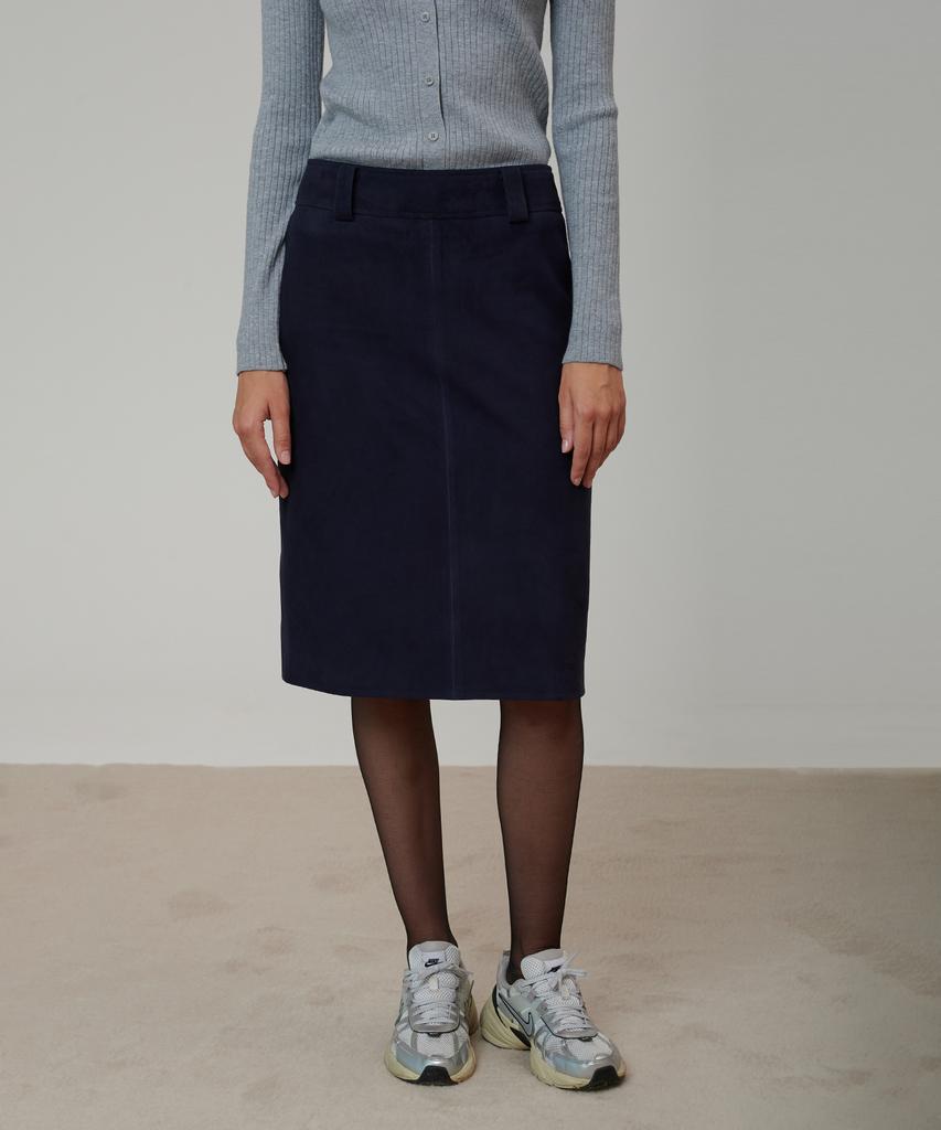 Pin Black Goat Suede Set-Up Skirt