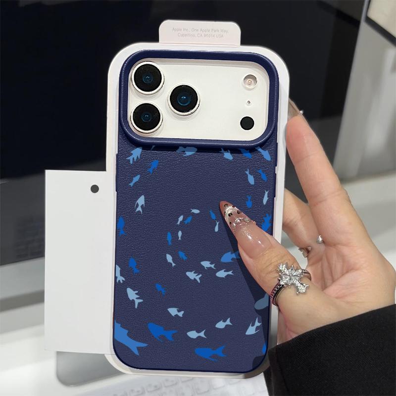 Colorful Ocean Park Phone Case For iPhone 17 16 Pro Max Luxury Leather Texture Matte Silicone Cover For iPhone 15 14 13 Pro Max 11 16e 17e