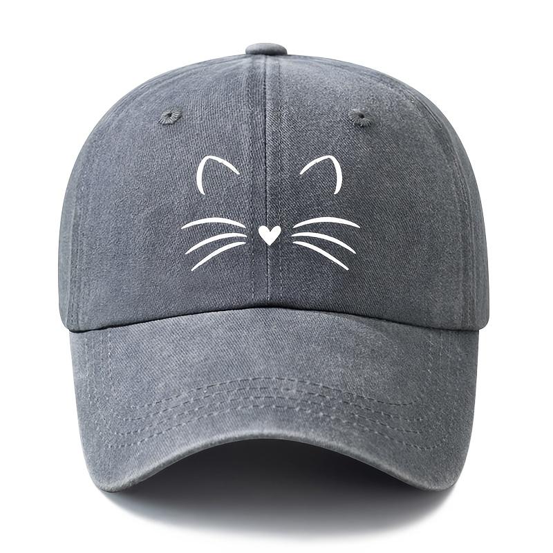 Unisex Fashionable and Versatile Printed Cute Cat Whiskers Baseball Cap Outdoor Lightweight Trucker Baseball Cap