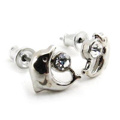 [J3575] - Silver 'Dolphins' Designer Earrings
