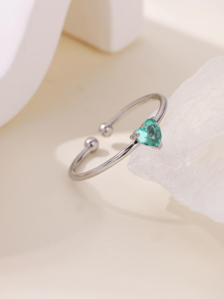 Fashion Zircon Heart Birthstone Rings For Women Stainless Steel Color Birthstone Ring Aesthetic Wedding Jewelry Gift