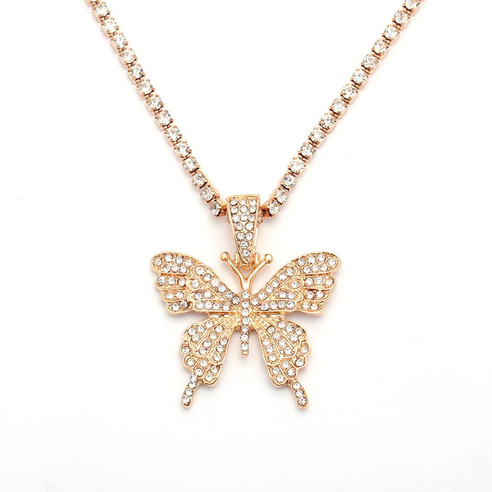 Elegant Rhinestone Butterfly Pendant Women's Necklace