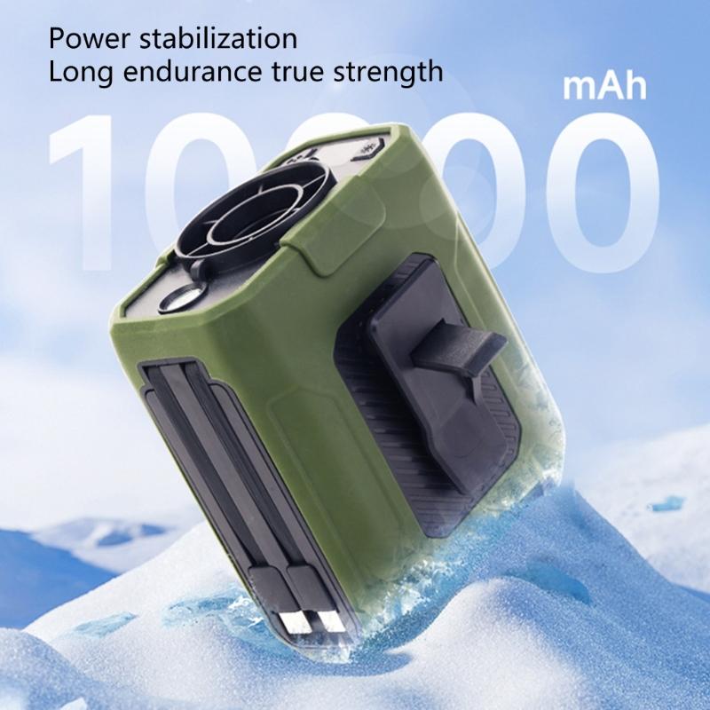 Portable Waist Clip Fan Rechargeable Air Conditioner Coolers 5 Speed Adjustment Outdoor Cooling Fan with LED Flashlights