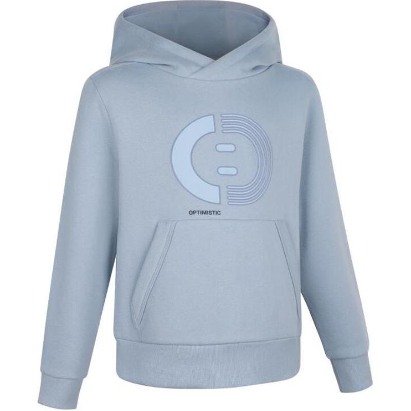 DECATHLON sweatshirt hooded contrasting fleece warm fleece washed denim blue children's style