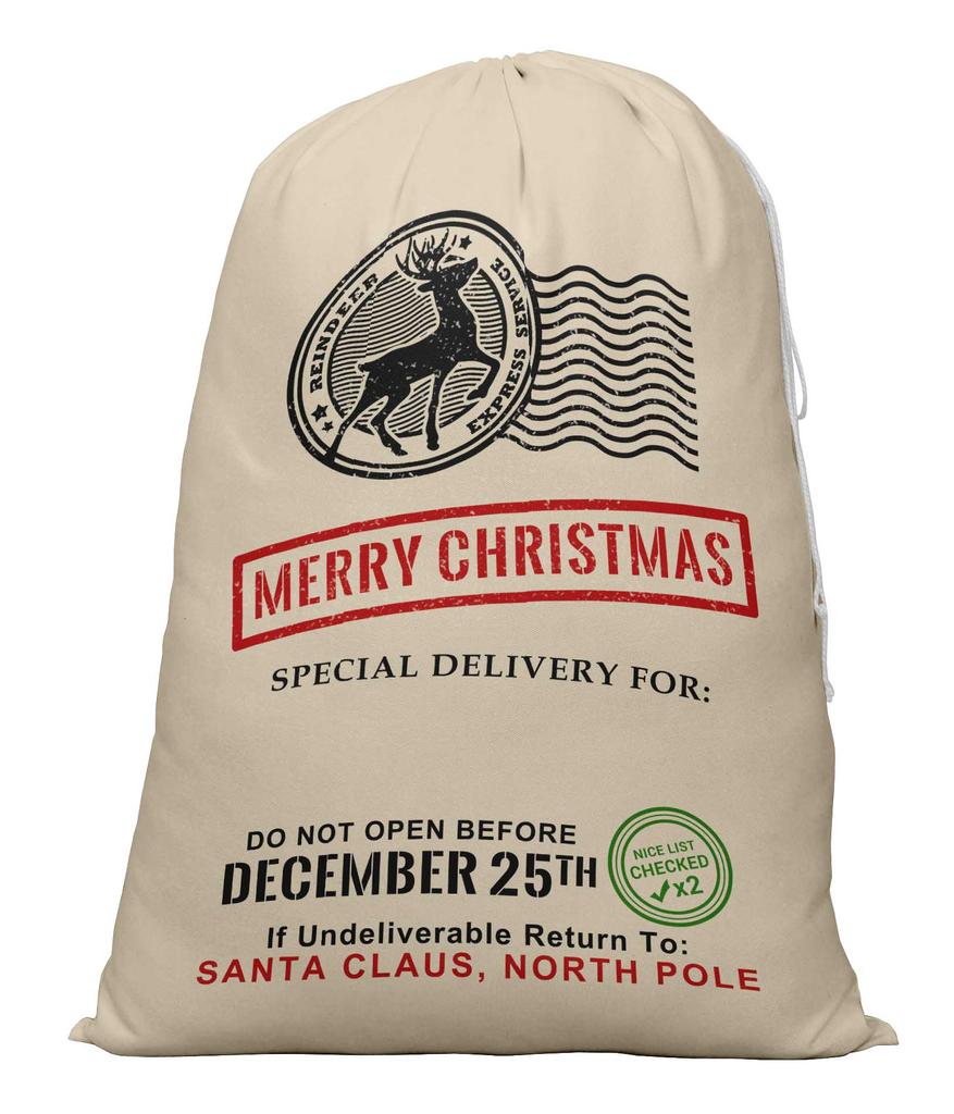 Printtoo 2 Pcs Santa Gift Sack For Kids Presents Xmas Bag Christmas Sack Personalized Bags Large 27x20 Inch