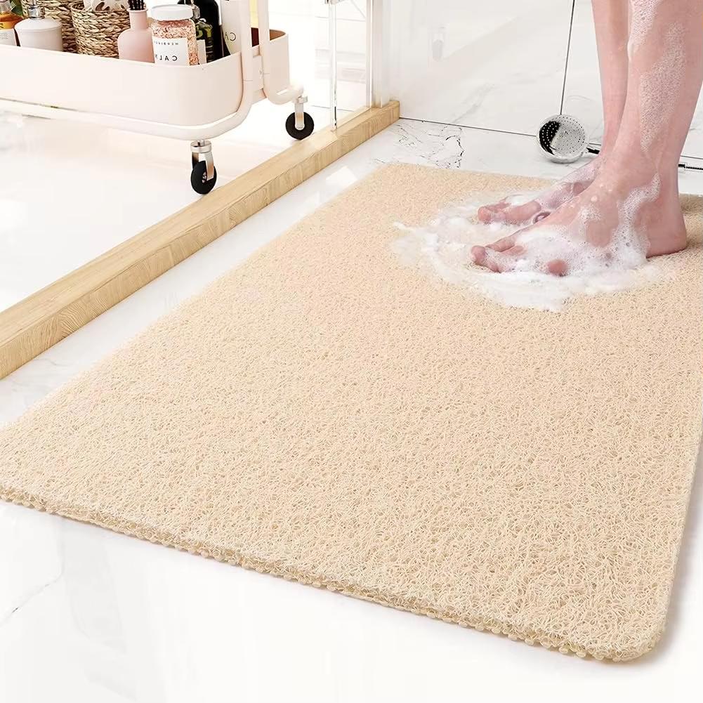 1pcs Shower Mat Bathtub Mat,24x16 inch, Non-Slip Bath Mat with Drain, Quick Drying PVC Loofah Bathmat for Tub Shower,Bathroom