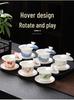 Sheep Fat Jade Porcelain Rotating Gaiwan High-End Ceramic Gongfu Tea Set