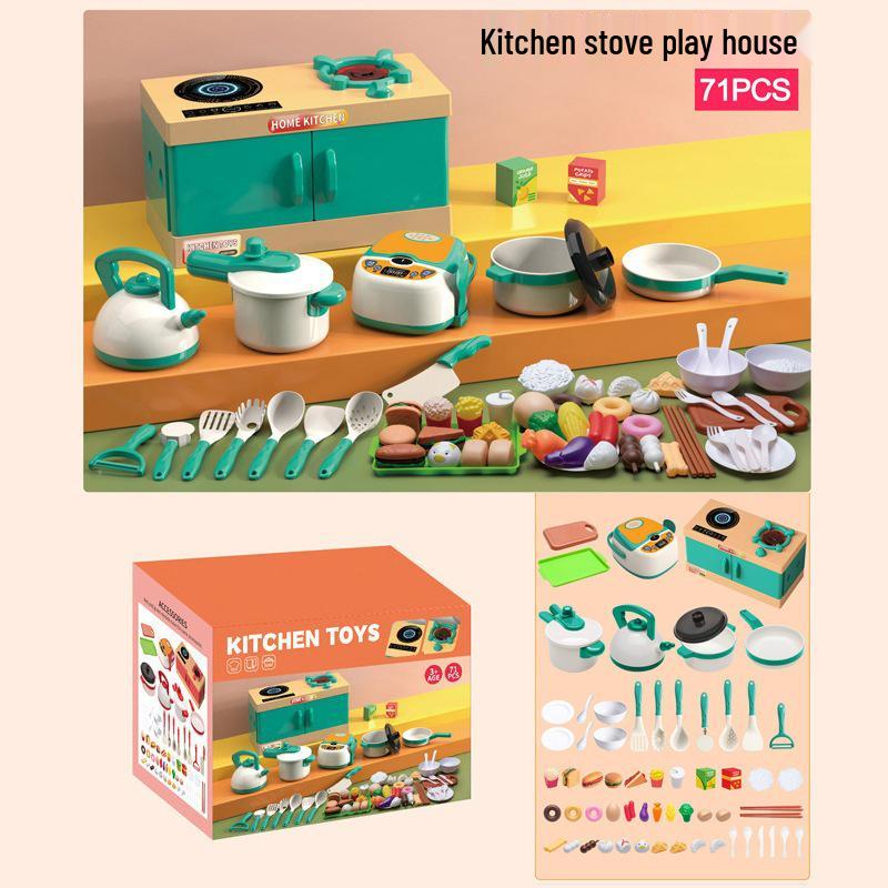 Kids' Role-Play Kitchen Induction Cooktop & Cooking Toy Set