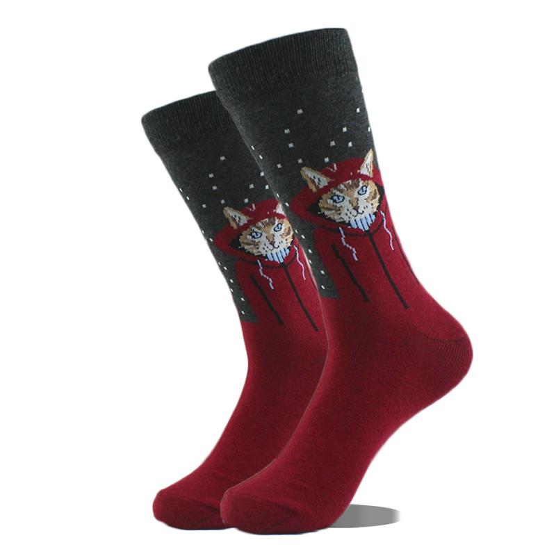 Cool Design Avocado Crew Socks Men Creative Eye Guitar Bus Pattern Sokken Duck Cat Fox Otter Animals Divertidos Chaussette Sox