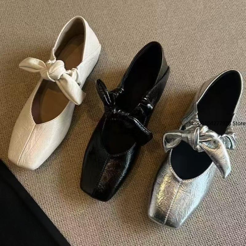 Fashion 2025 Bow Women Flats Shallow Mouth Autumn Pointed Toe Loafers Ballerinas New Falls Leopard Retro Dress Shoes Zapatos De Mujer