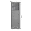 Badezimmerschrank, Eckschrank mit zwei Staufächern, Offenes Fach mit verstellbarem Einlegeboden, 36,5 x 36,5 x 155 cm, Hellgrau