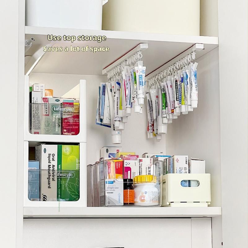 1PC Plastic Hanging Ointment Storage Rack Space Saving Large Capacity Lotions Storage Clip With Slide Rail Headband Holder