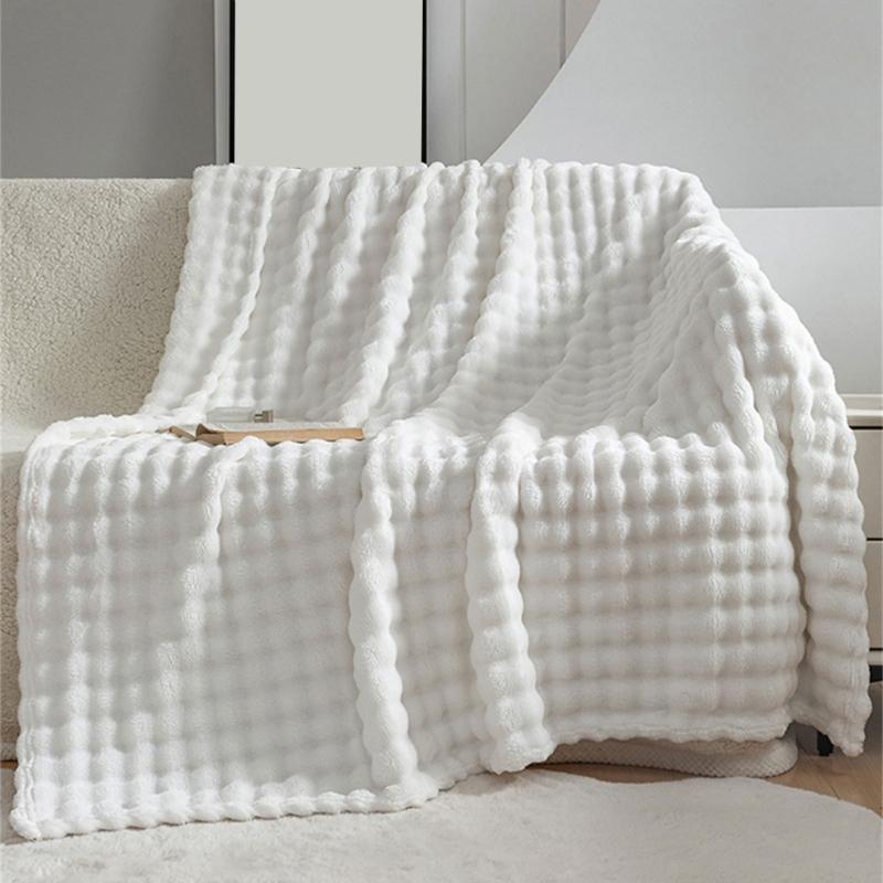 Luxury Fuzzy Plushes Blanket with Fluffys Rabbit Texture, Warm Throw Blanket for Home Decoration 100x150cm