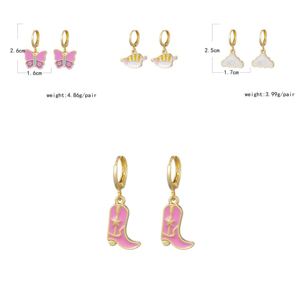 Trendy Alloy Rose Butterfly Cloud Earrings Fashionable Geometric Shapes For Street Style Photography