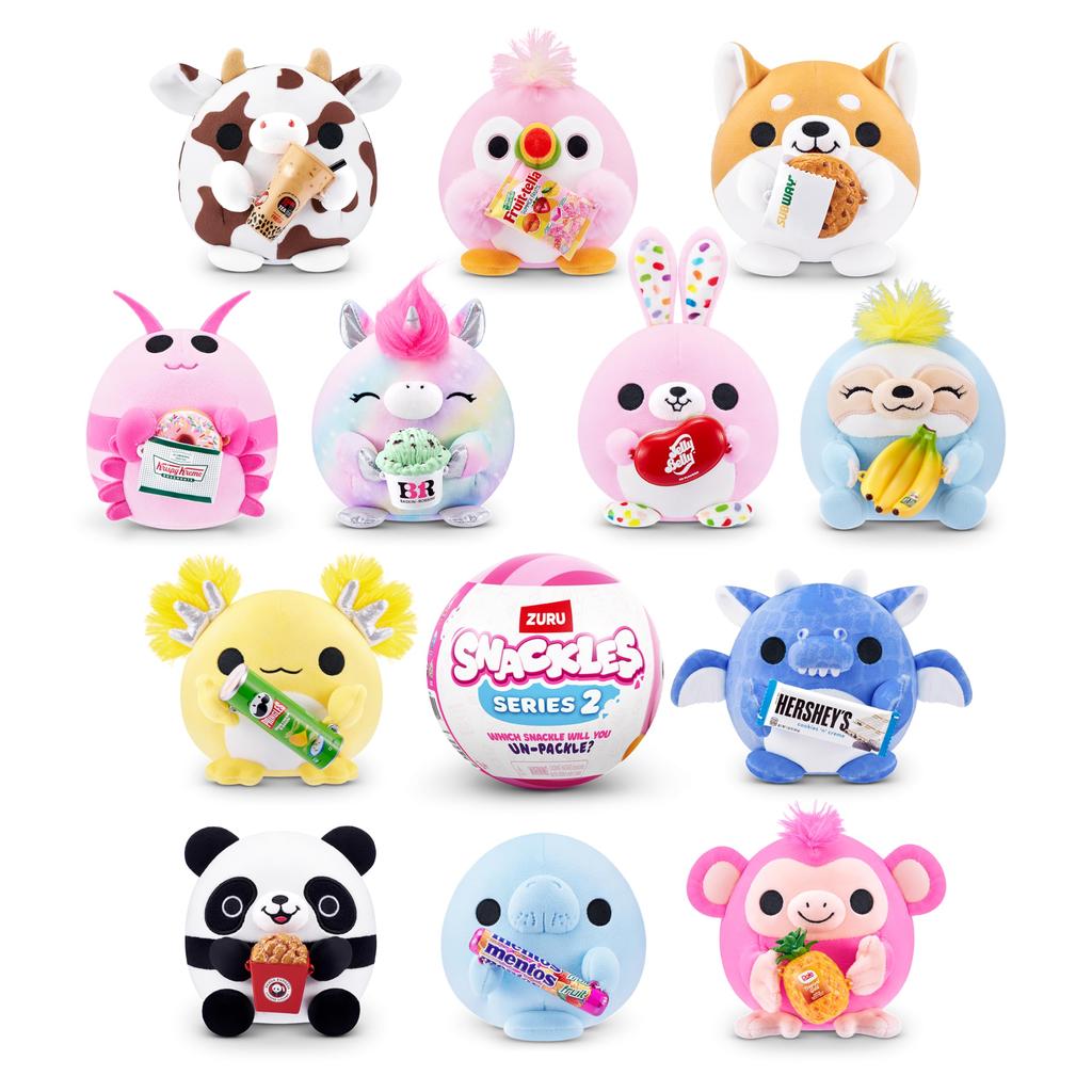 ZURU Snackles Collection Plush Toys, 12 Varieties (Guess Which One You Get) Capsule Toy with Brand Snacks, 77572GQ5, Authentic