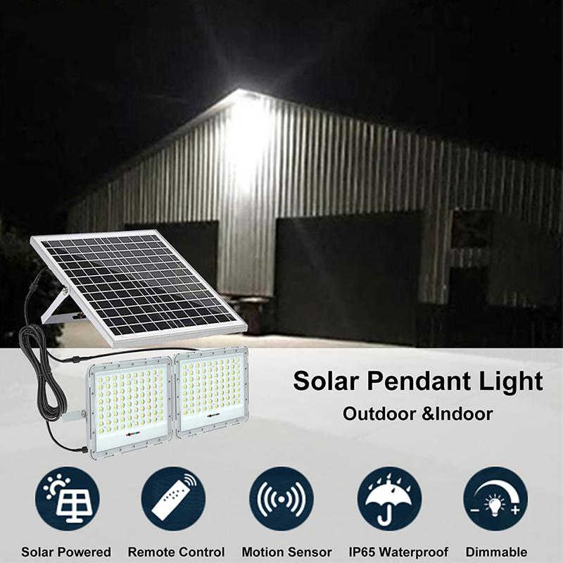 2 Head Stepless Dimming Light Waterproof LED Flood Lamp Remote Control Solar Landscape Spotlight for Outdoor Garden Path Street