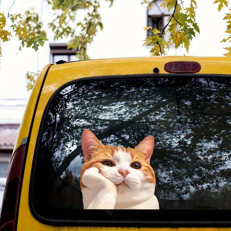 Car Sticker Cute Orange Cat Peeking Vinyl Decal Waterproof Rear Window Motorcycle Camper Bumper Truck Laptop Decoration SH820