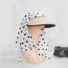 Vintage Women Sun Hat with Headscarf Summer Large Brim Full Face Cover Sunscreen Straw Cap Female Outdoor UV Protection Hat