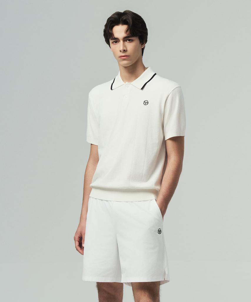 SERGIO TACCHINI M Small Cable Short Sleeve Polo (White)