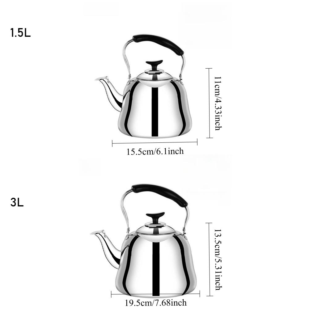 Stainless Steel Tea Kettle with Whistle and Tea Infuser Large Capacity Kettle with Heat Resistant Handle for Home Kitchen Tools
