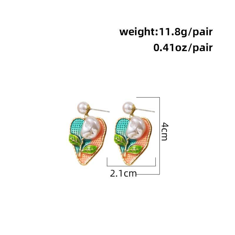 Western medieval old retro earrings, earrings, pink s925 silver needle earrings, flower earrings.