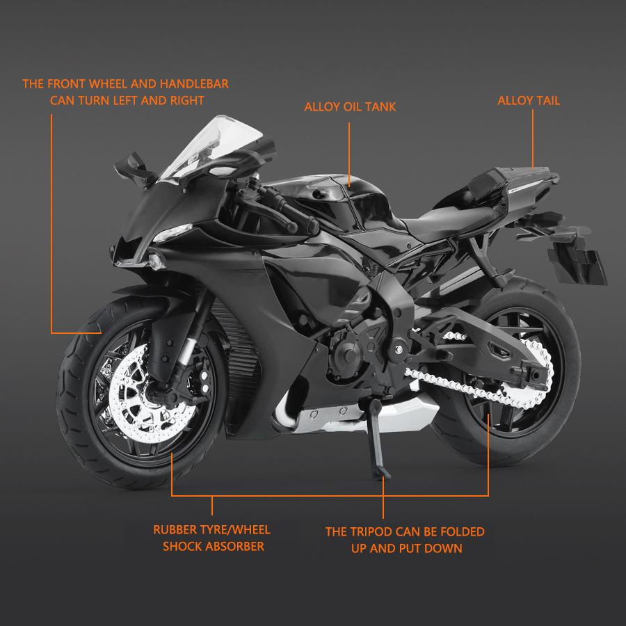 1/12 Scale Yamaha YZFR1 Alloy Die Cast Motorcycle Model Toy Vehicle Collection Sound and Light Off Road Autocycle Boy Toys Car