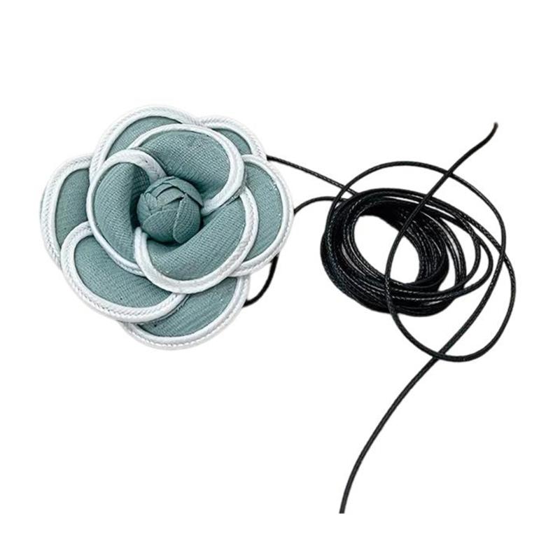 

Elegant Pendant Necklace Stylish Rope Necklace Fabric Material Fashionable Floral Neckpiece Perfect for Everyday Wear