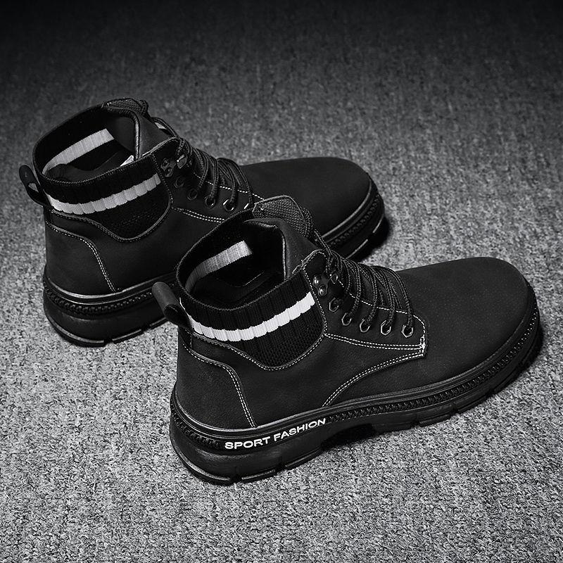 2024 New  Boots Men's High-Top Trendy All-Match Casual Work walking Shoe British Middle Top Boot Trendy Men's Shoess56