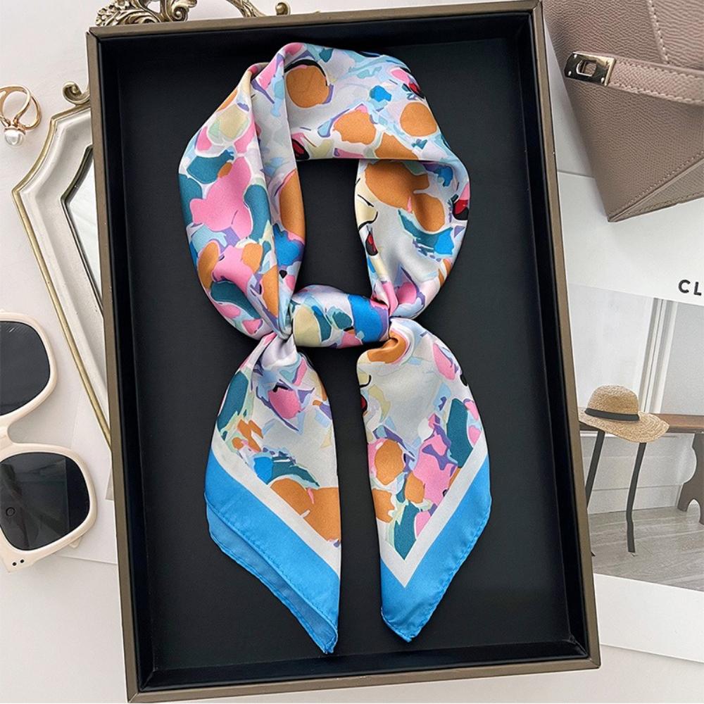 Luxury Print Square Silk Scarfs For Women Decorate Neck Ties Fashion 70*70Cm Kerchief Lady Summer Beach Hijab Female Neckerchief