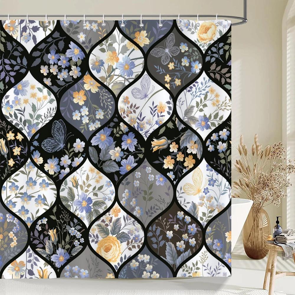 

Красочная богемная шторка для душа Бохо Полиэстеровая ткань Шторка для ванны для декора ванной комнаты Шторки для душа Cortina Ducha W90xH180cm