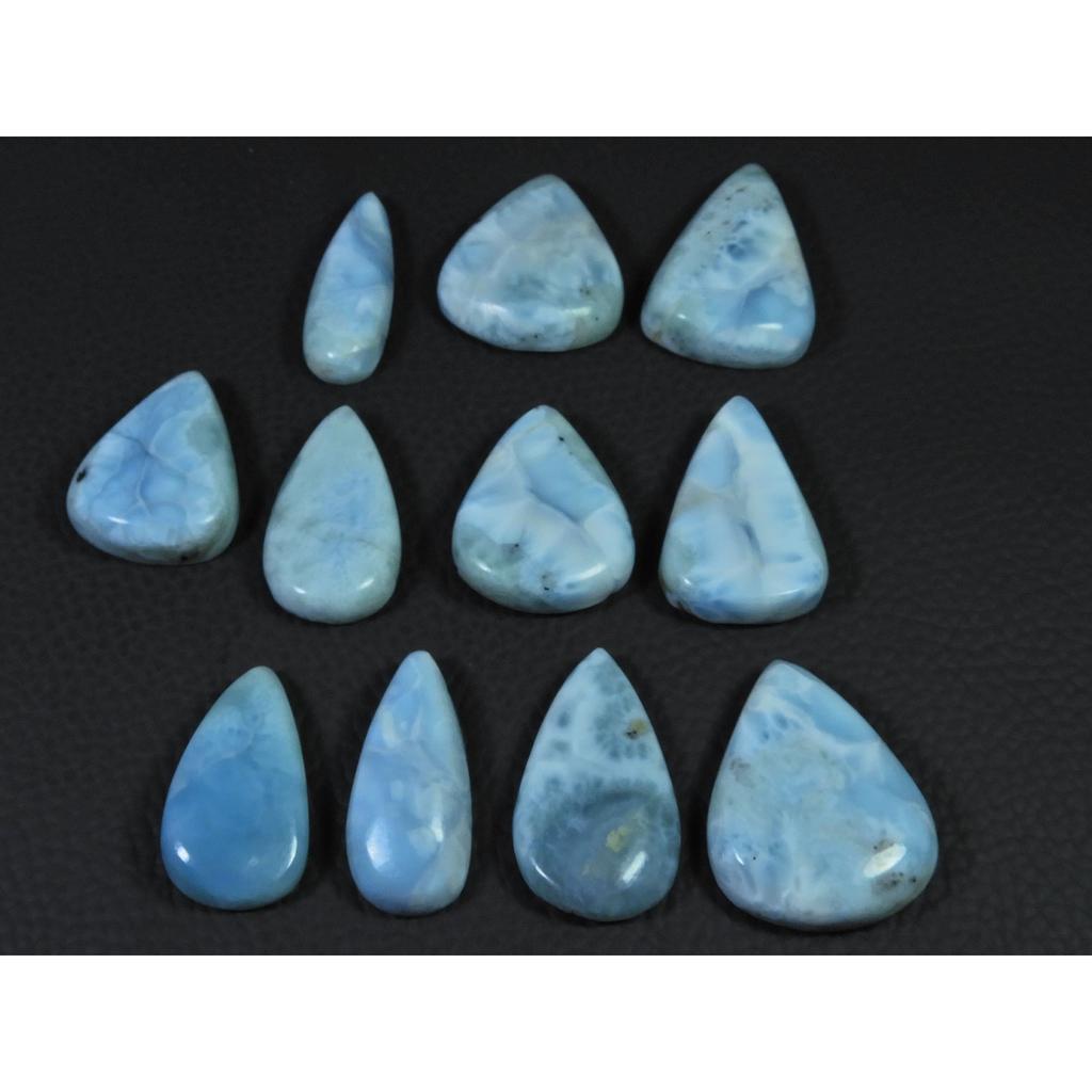 266Cts. Natural Larimar Pectolite Pear Cabochon Loose Gemstone 11 Pcs Lot C-850