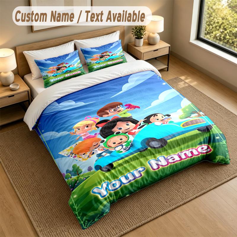 Custom Name Text Bedding 3Pcs Set,Cleo & Cuquín 1 Duvet Cover 2 Pillowcases Soft Bed Linen For Gift