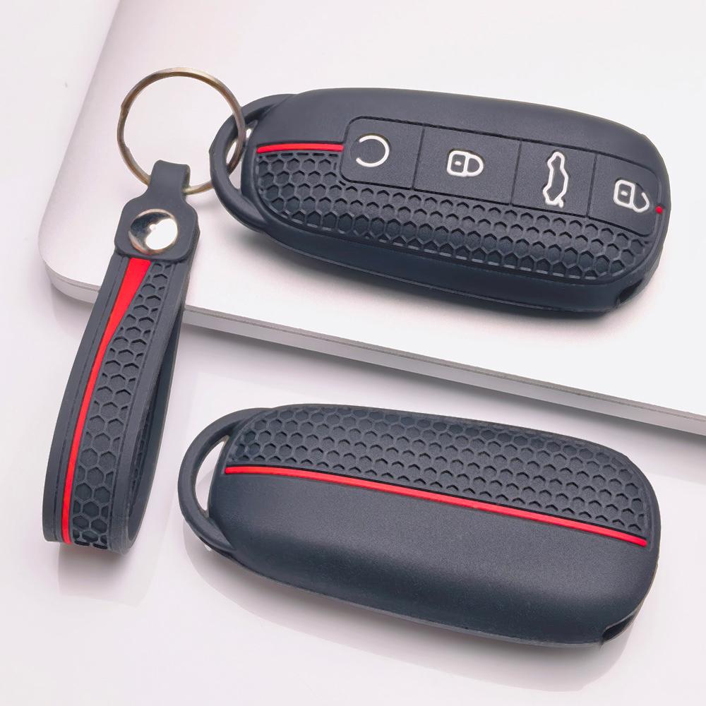 Silicone Car Keychain Strap for Chery Tiggo 7 Pro Arrizo 8 OMODA 5 Jetour Traveler Dashing Honeycomb Texture Shockproof Anti Lost Key Ring Holder