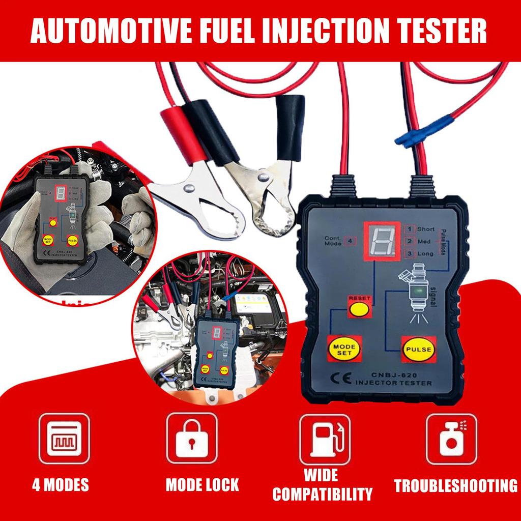 Injector Tester Tool 12V Detector Meter Diagnostic Tool for System Maintenance Performance Checks Troubleshooting Repair Shops
