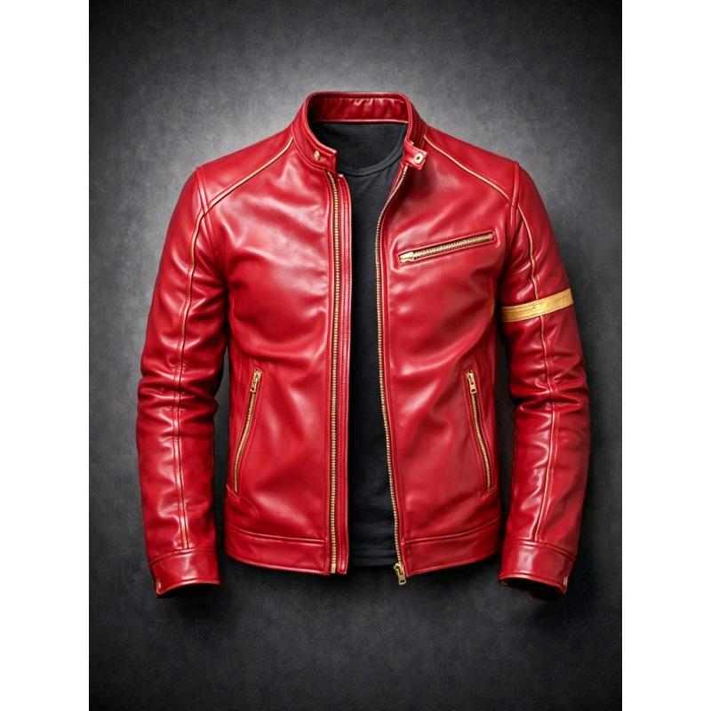 New and old men's PU leather jacket stand-up collar locomotive jacket slim casual autumn leather jacket jacket