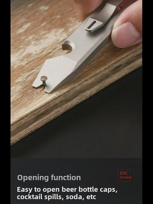 Titanium Alloy Multifunctional Outdoor Crowbar and Bottle Opener with Wrench for Self-Defense and EDC.