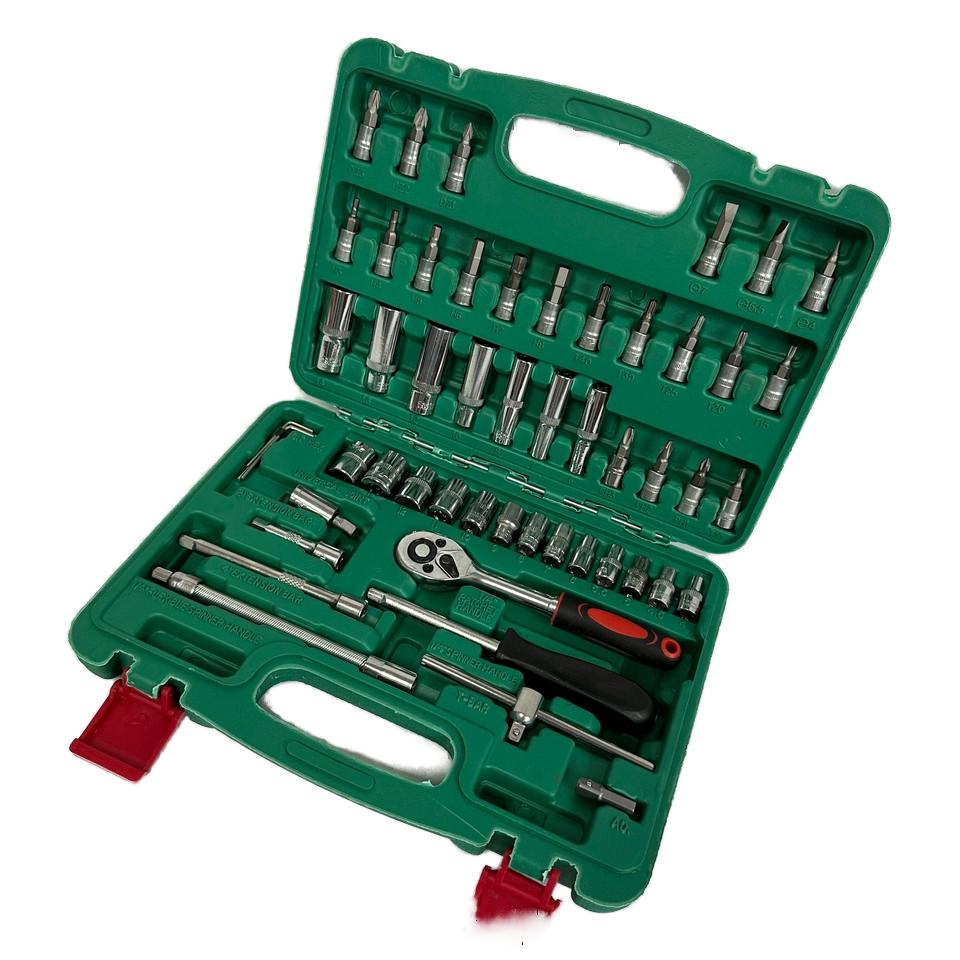 53-Piece Dual-Purpose Auto Repair CR-V Tool Box Set Carbon Steel Socket Wrench Quick Ratchet CR-Mo Handles Customizable OEM for