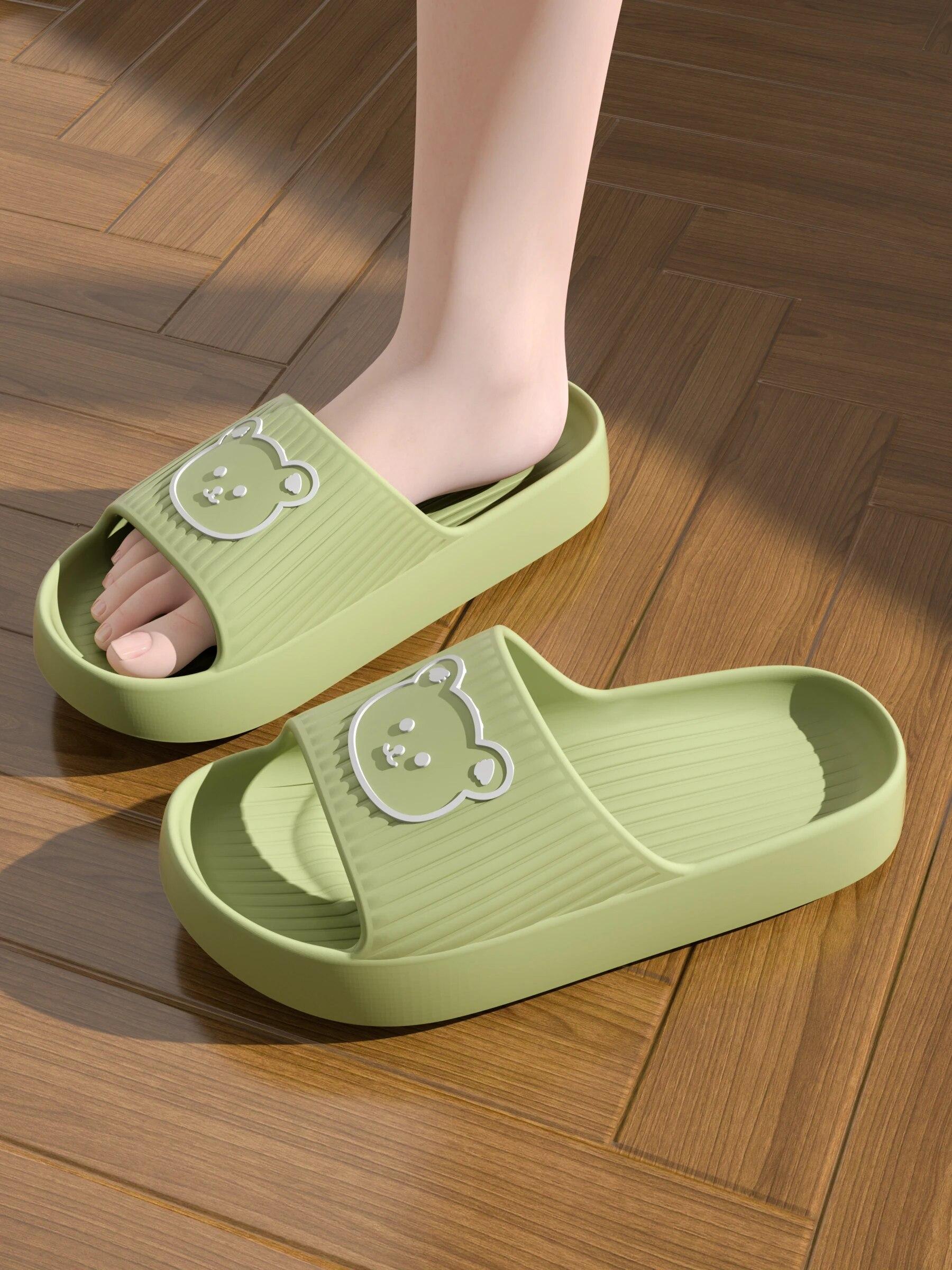 

Быстросохнущие тапочки для душа, бесшумные и нескользящие летние мужские сандалии и тапочки для женских ванных комнат ZYT2413 36-37 зелёный