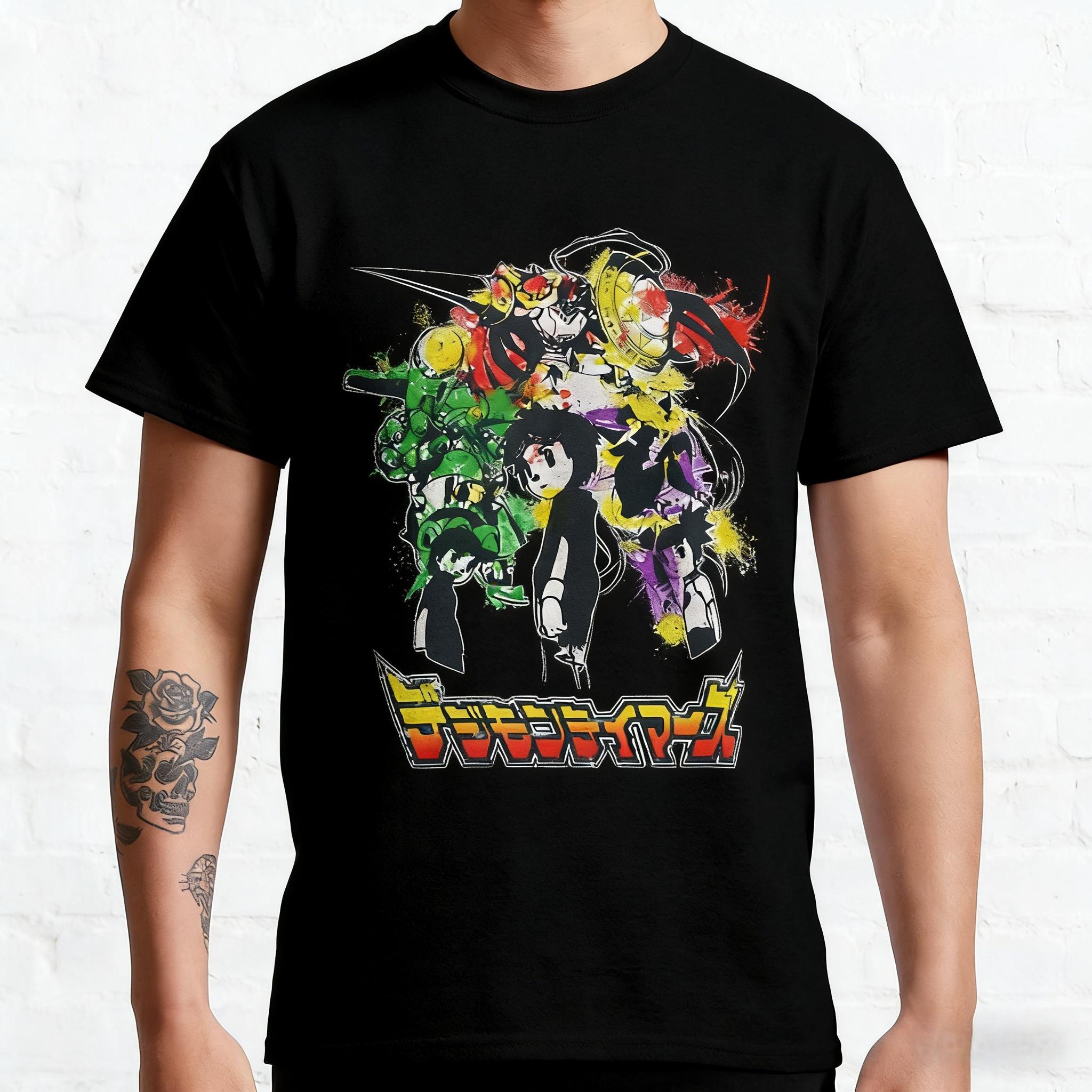 

2026 New Fashion Digimon Gabumon Evolution Summer Casual Parent-child Cotton Printed Pattern T-shirt Men and Women s T-shirt... S разноцветный