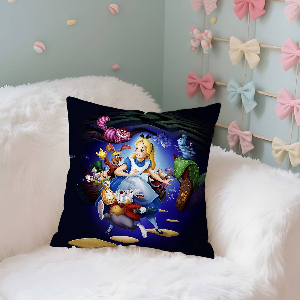 Classic AnimeAalice InWwonderlandS Cute Throw Pillow Covers Pattern Cushion Cover Suitable For Sofa Bedroom Car Pillow Cover