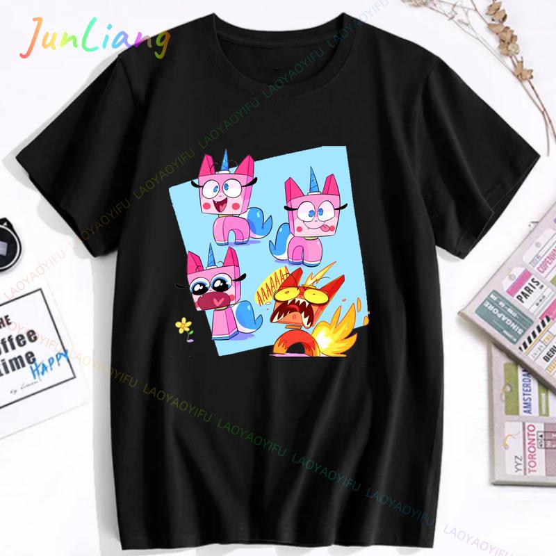 Unikitty Cat T Shirt Movie Cartoon Cute  Funny Tee Man Womens Short Sleeves Gift TShirt