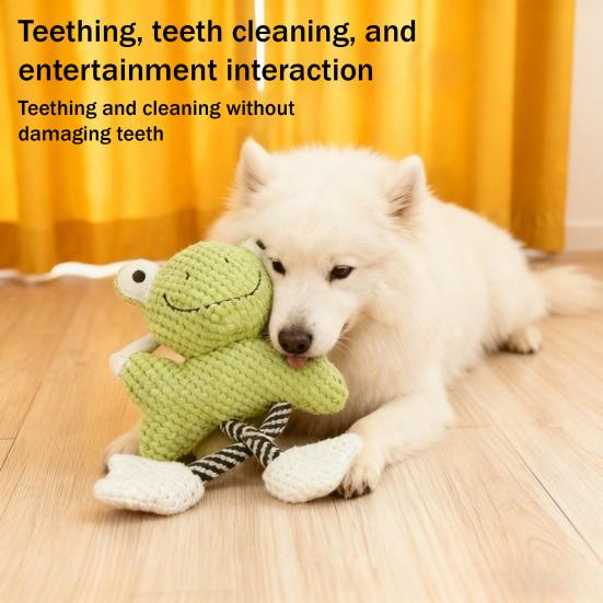 Squeaky Dog Toys for Small Medium Large Dogs Plush Frog Shaped Pet Tug Toy Interactive Stuffed Puppy Chew Toy for Training Teething
