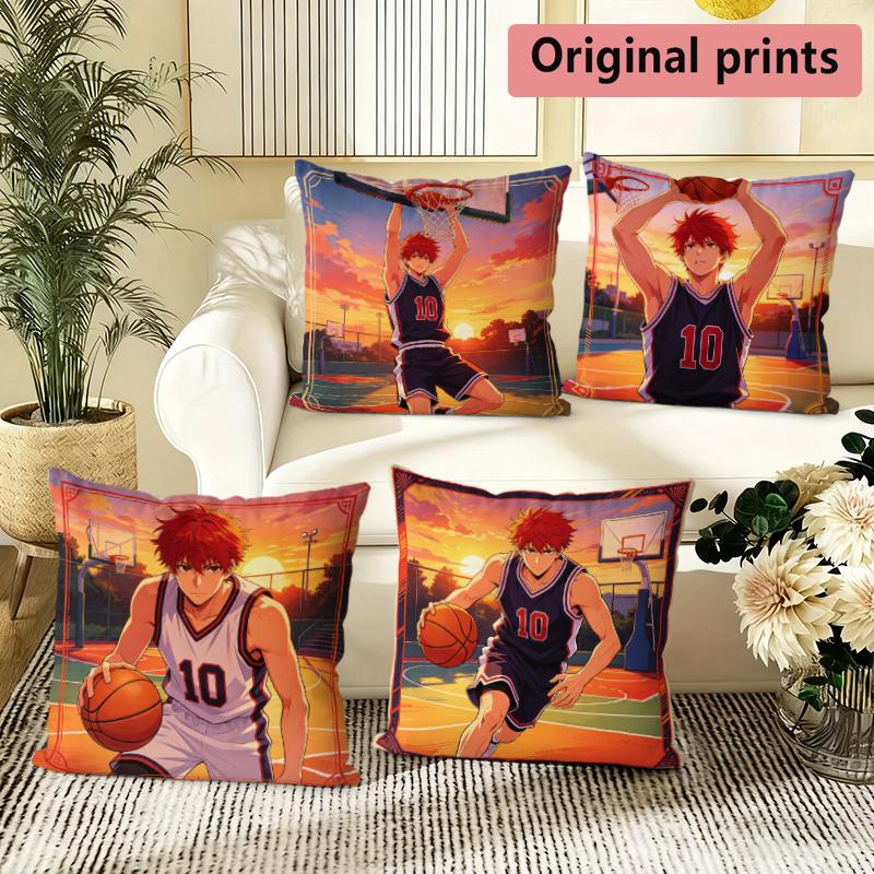 Anime Basketball Player Sunset Throw Pillow Covers Pattern Cushion Cover Suitable for Sofa Bedroom Car Pillow Cover