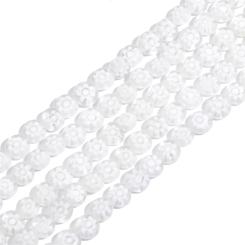 Thousand Flower Glazed Flat Beads for DIY Bracelets, Necklaces, and Earrings