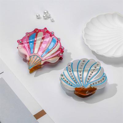 WoW Sheila Custom Creative Diamond Sea Shell Conch Acetate Hair Claw for Women