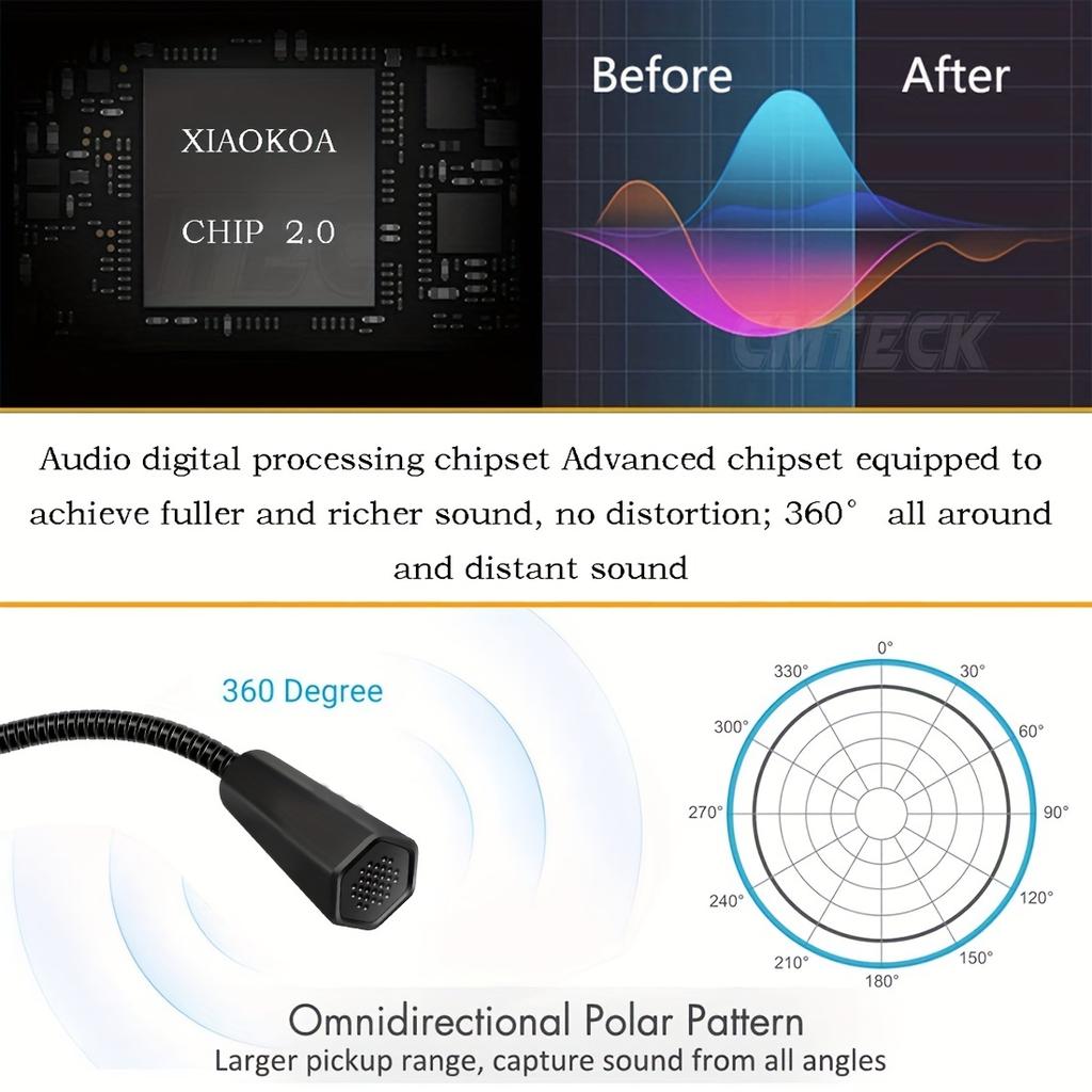 USB-микрофон для компьютера с кнопкой отключения звука, конденсаторный микрофон Plug & Play со светодиодным индикатором, совместимый