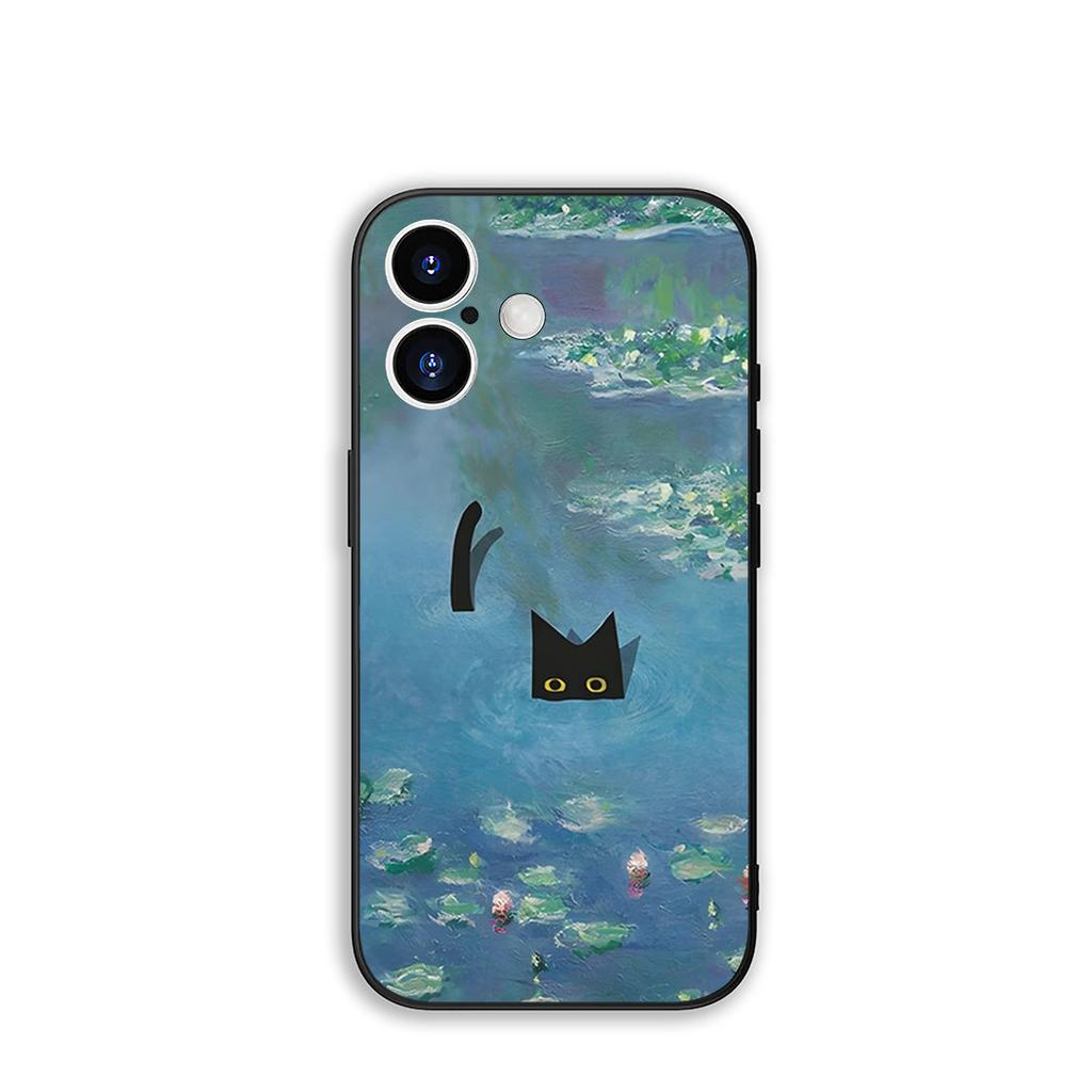 Pour Samsung Galaxy A36 A17 A26 A07 A35 A54 A53 A13 A33 A34 S8 S20 S21 FE S10 Plus Coque Claude Monet Impressionnisme Nénuphar Chat